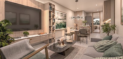 Departamentos en Kinora Cholul - 1 hab + estudio